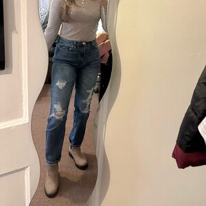 YMI 5/27 Distressed Straight Leg Blue Jeans